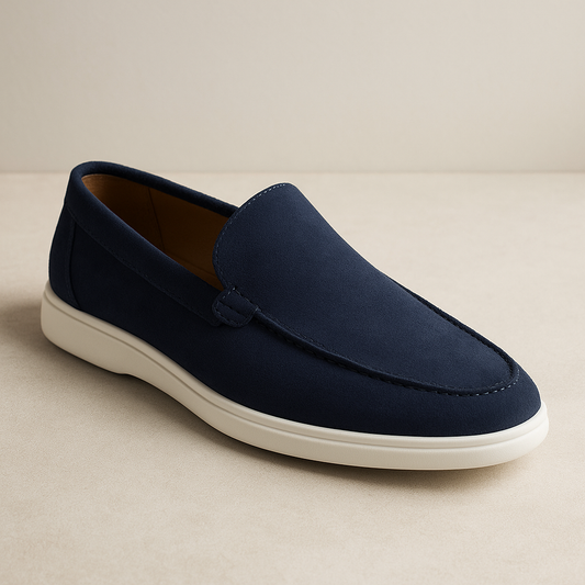 The Monaco Slip-On Loafers in Navy Blue — a refined and minimalist design for effortless comfort and timeless luxury, exclusively from Au Galleri.